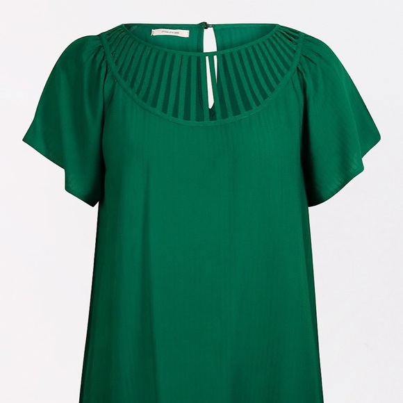 NEW! Maurices Lattice Neck Short Sleeve Green Top - Picture 1 of 6